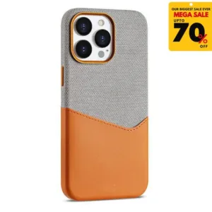 Textured Leather Card Holder iPhone Case - Orange